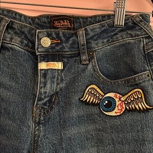 Von Dutch Embroidered Patch Blue Wide leg Jeans